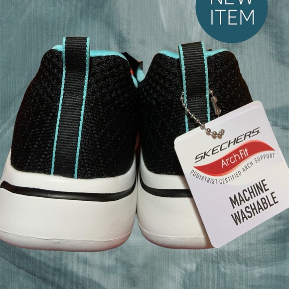Skechers Go Walk Arch Fit Unify Womens Sz 7.5 Walking Shoes Sneakers Blk Aqua - Picture 3 of 4